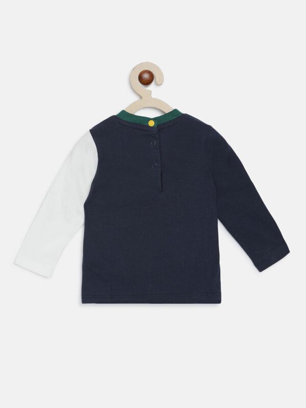 Boys Dark Blue Colorblocked T-shirt image number null